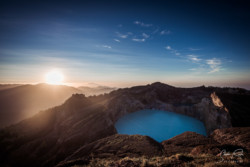 Kelimutu volcano at sunrise Kelimutu volcano at sunrise