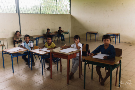 Ecuador, School kids Yasuni National Park