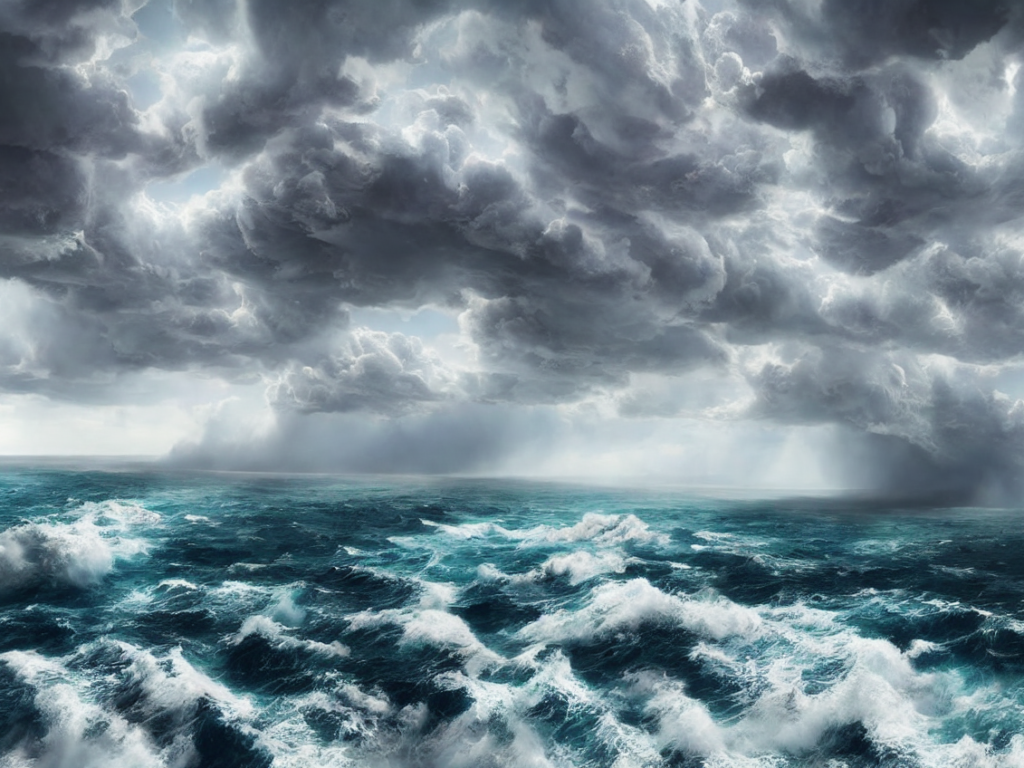 Rough ocean storm atmospheric, hyper realistic, 8k, epic composition, cinematic, octane render, artstation, DeviantArt